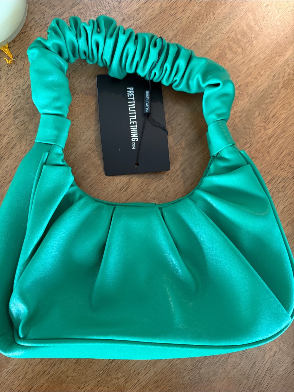 PrettyLittleThing Emerald Ruched Handle Shoulder Hobo Bag